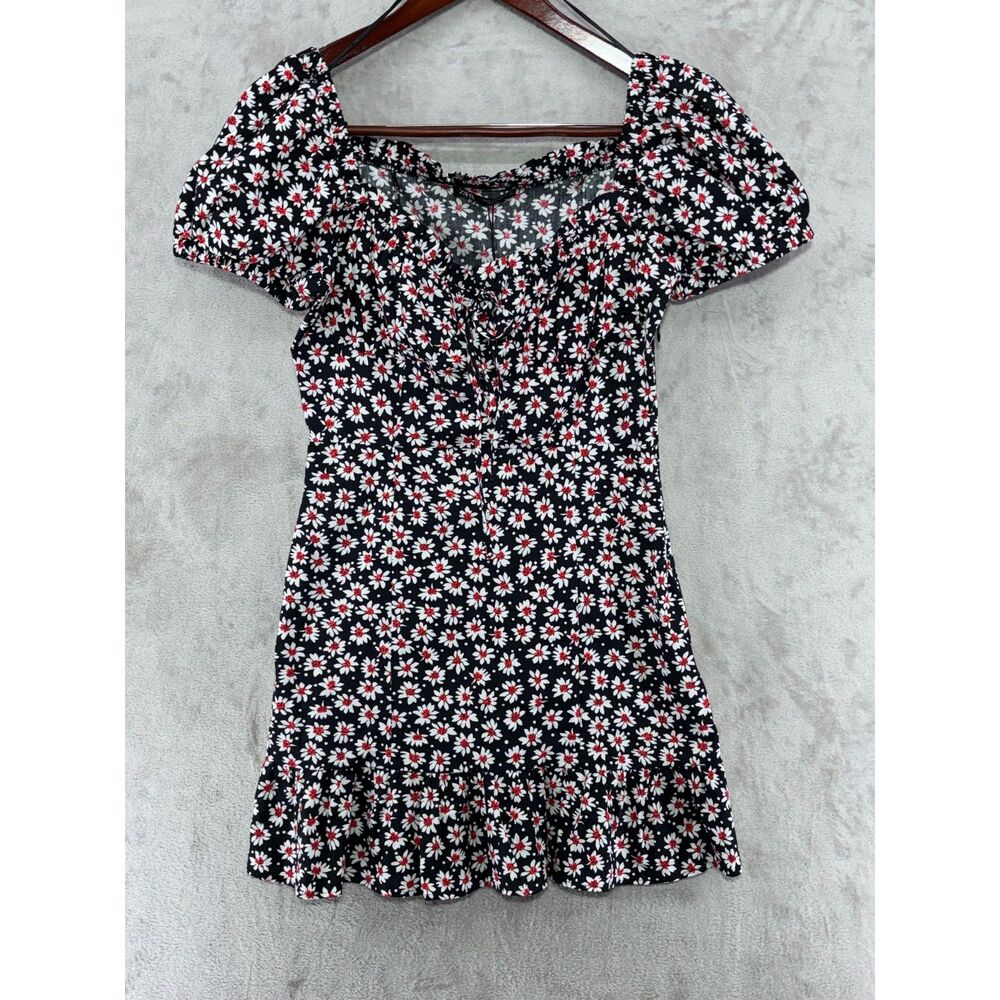 Zara Cotton Floral Babydoll Dress with Puffed Sleeves Size S--NWT